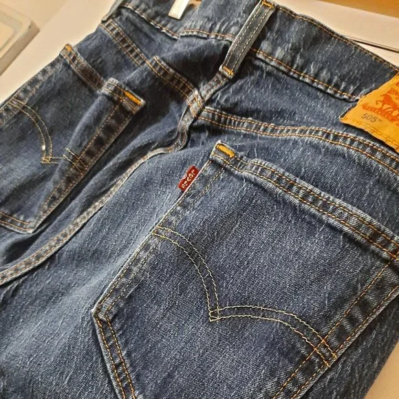 Levi's 505 Regular Fit Blue Denim Jeans Dark Stonewash - Men's 31x32 - Picture 4 of 5